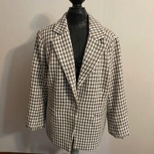 Dennis by Dennis Basso woven Tweed bracelet sleeves Tan/White Blazer, size 24W